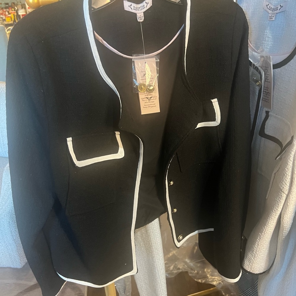 Nanette Lepore Black Blazer with White Accents